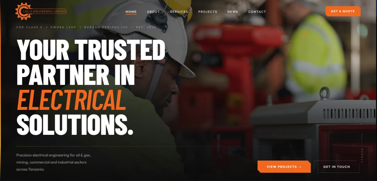 CACLA Engineering electrical contractor website homepage